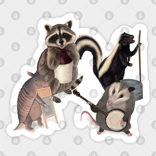 The Roadkill Rebels - Animals playing Instruments Sticker by Mehu Art